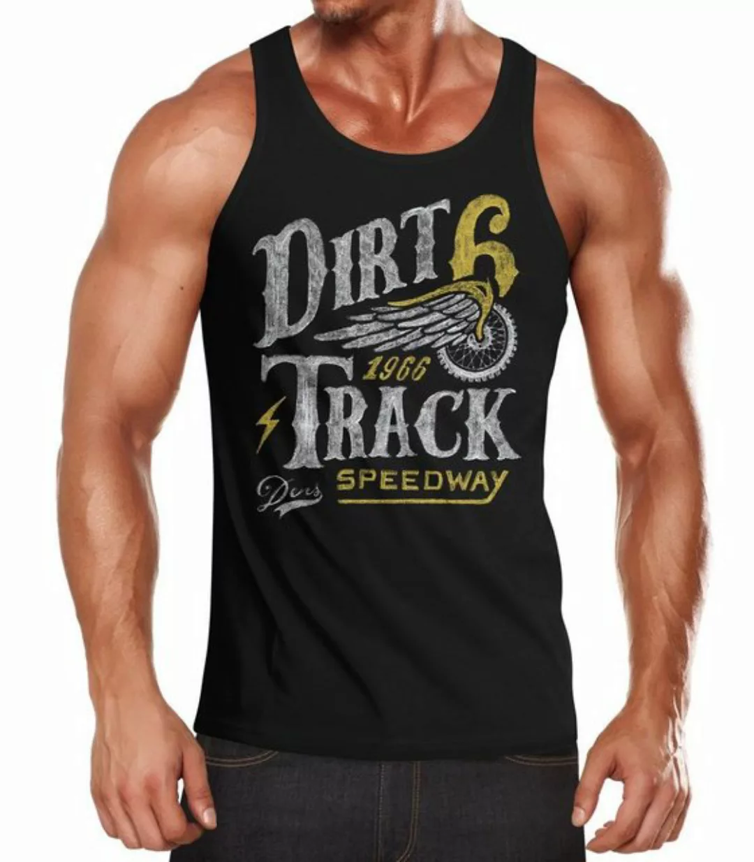 Tanktop Herren Tank-Top Dirt Track Racing Muskelshirt Muscle Shirt Neverles günstig online kaufen