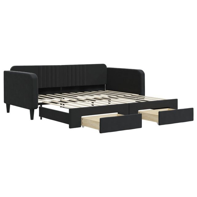 furnicato Bett Tagesbett Ausziehbar mit Schubladen Schwarz 100x200 cm Samt günstig online kaufen