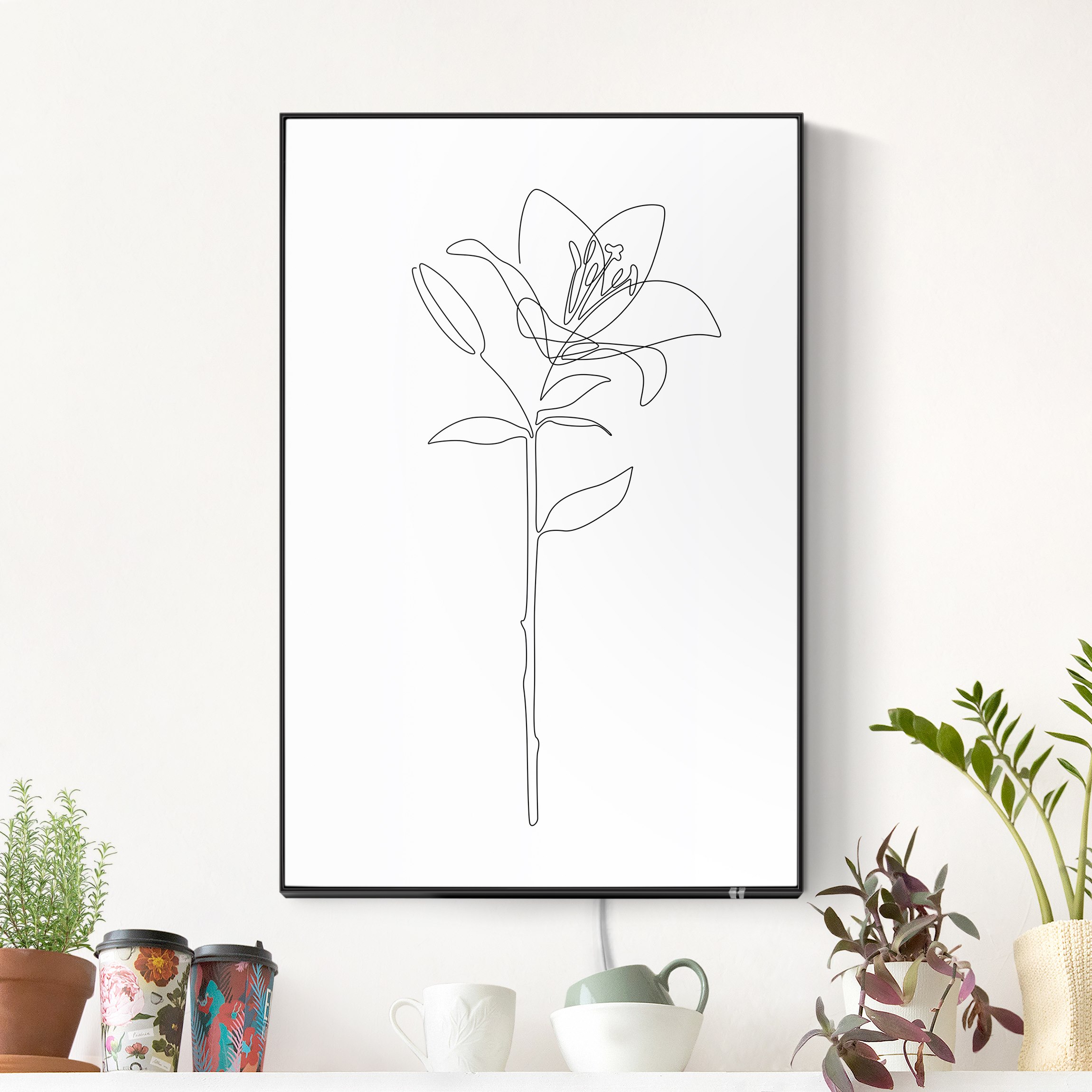 LED-Wechselbild Line Art Blumen - Lilie günstig online kaufen