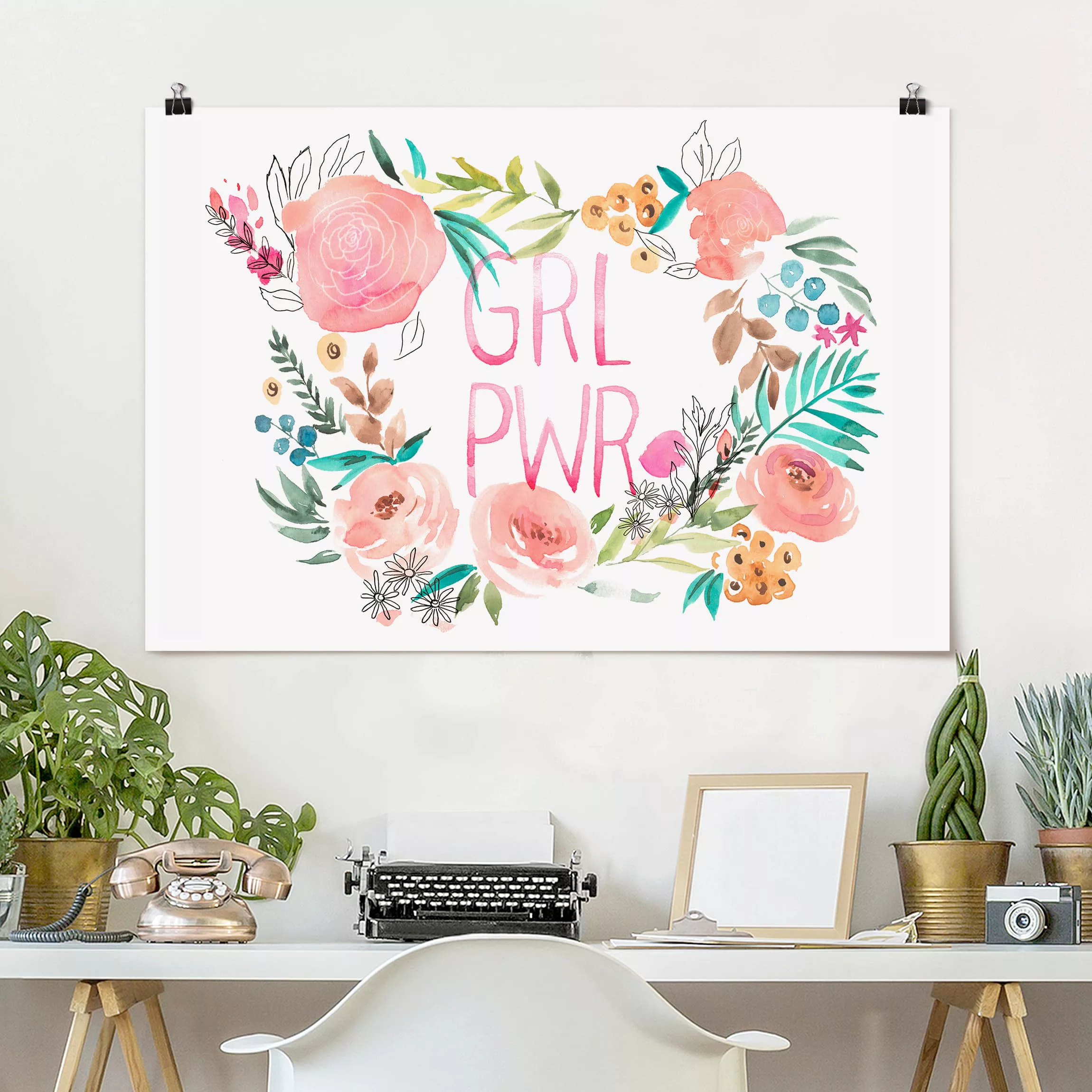 Poster Kunstdruck - Querformat Rosa Blüten - Girl Power günstig online kaufen