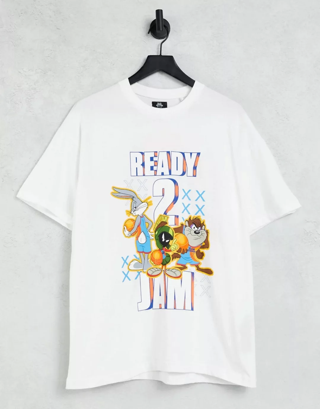 Pull&Bear – Space Jam – T-Shirt in Weiß mit Rückenprint, Kombiteil günstig online kaufen