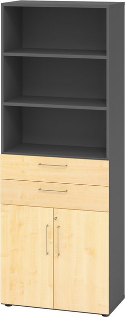 bümö Aktenschrank smart Kombischrank - mit Schubladen Dekor: Graphit/Ahorn günstig online kaufen