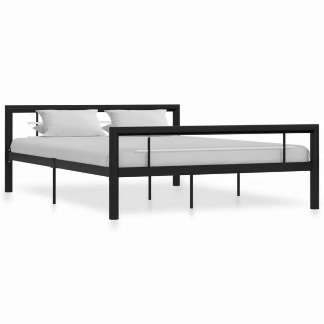 furnicato Bett Bettgestell Schwarz und Weiß Metall 160×200 cm günstig online kaufen