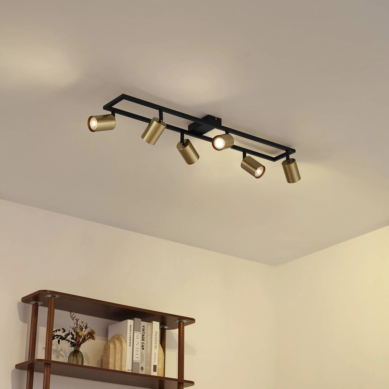 Lindby Deckenstrahler Bravius, messing, 6-flammig, Eisen günstig online kaufen