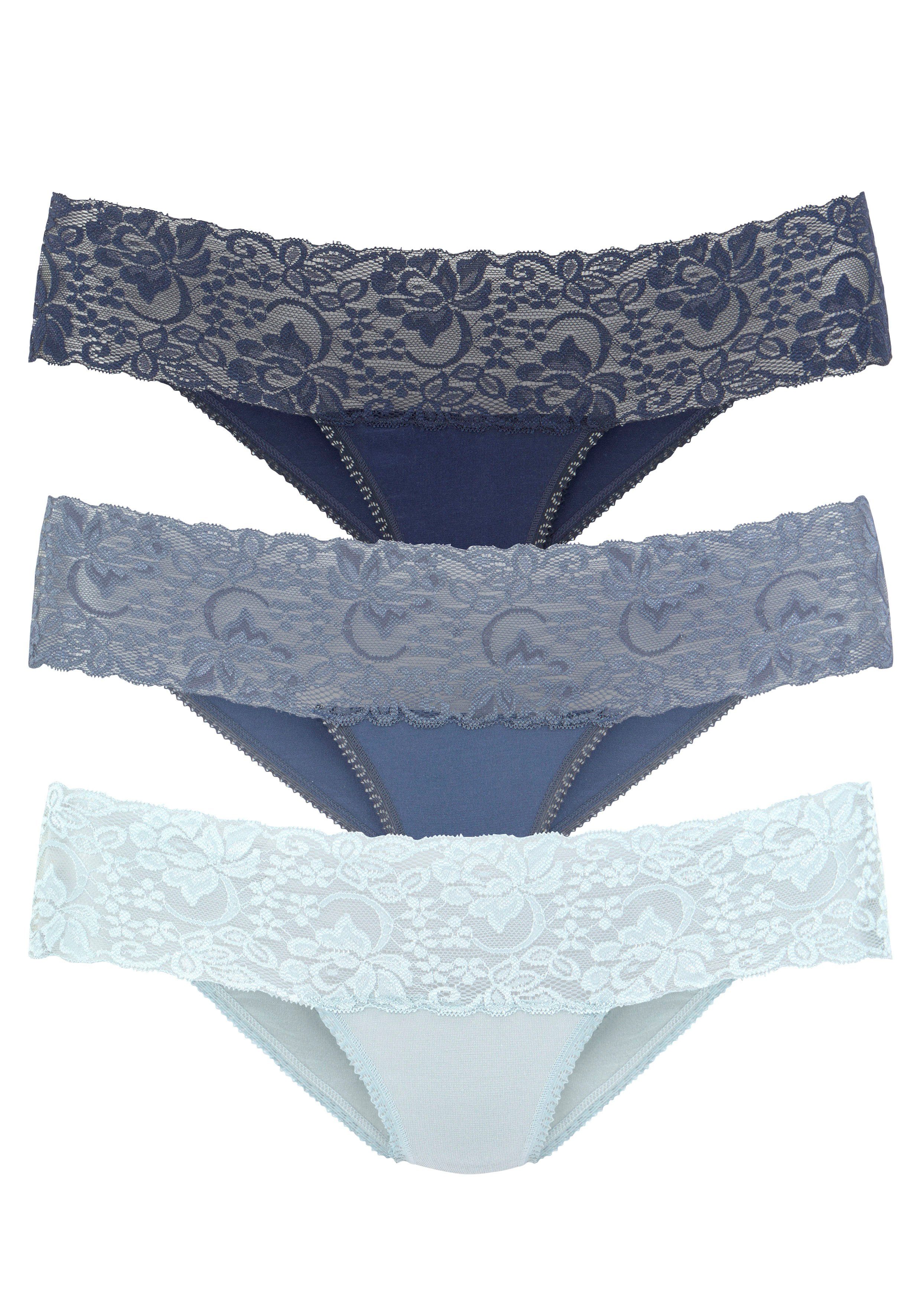 Vivance Brasilslip, (3er-Pack), aus elastischer Baumwolle mit floraler Spit günstig online kaufen