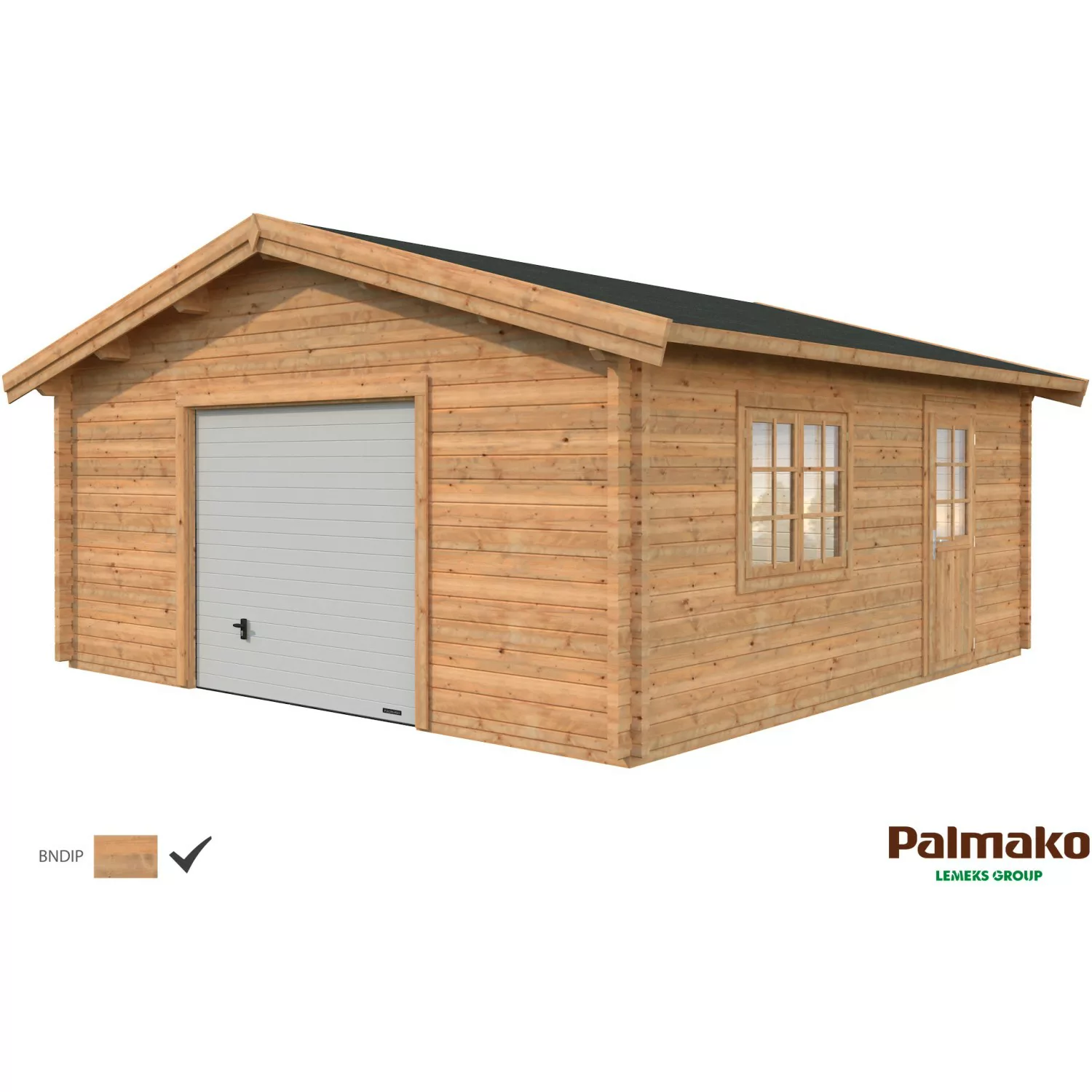 Palmako Holzgarage Roger mit Sektionaltor Braun tauchgrundiert 540 cm x 540 günstig online kaufen