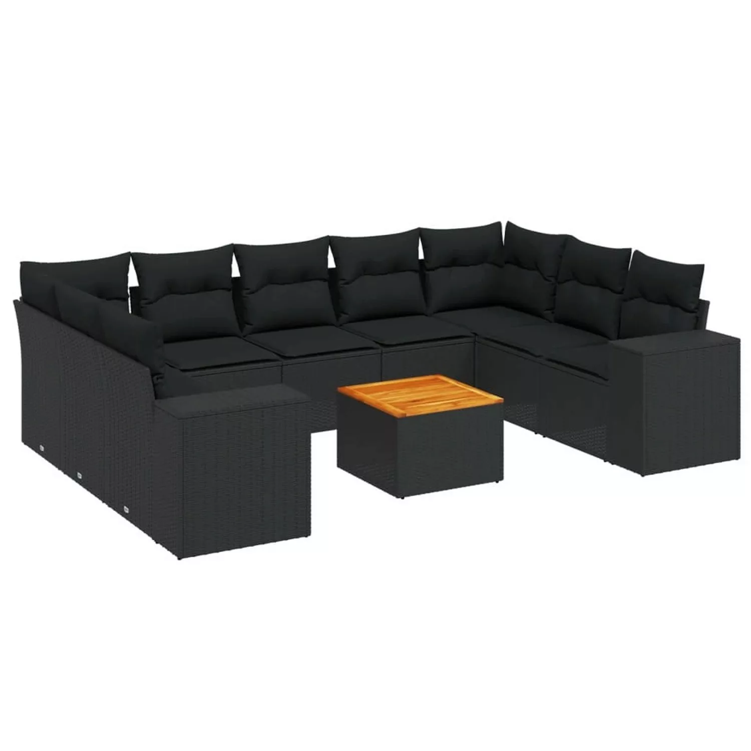 vidaXL 10-tlg Garten-Sofagarnitur mit Kissen Schwarz Poly Rattan Modell 68 günstig online kaufen