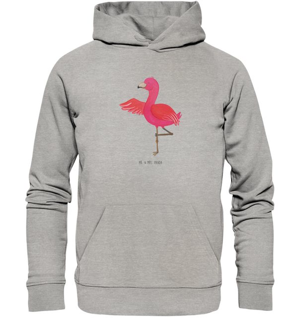 Mr. & Mrs. Panda Hoodie Größe S Flamingo Yoga - Heather Grey - Geschenk, Ka günstig online kaufen