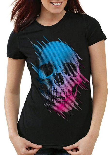 style3 T-Shirt Neon Skull totenkopf schädel rocker hipster tattoo festival günstig online kaufen