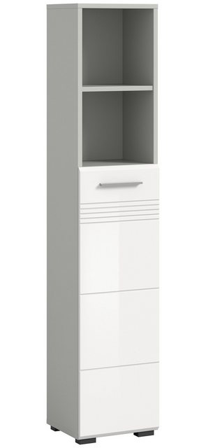 freiraum Hochschrank in Hellgrau / Weiß Hochglanz - 30x150x30cm (BxHxT) günstig online kaufen