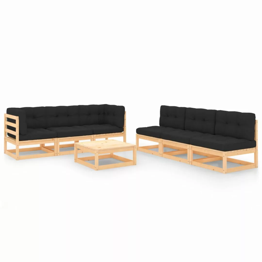 7-tlg. Garten-lounge-set Mit Kissen Massivholz Kiefer günstig online kaufen