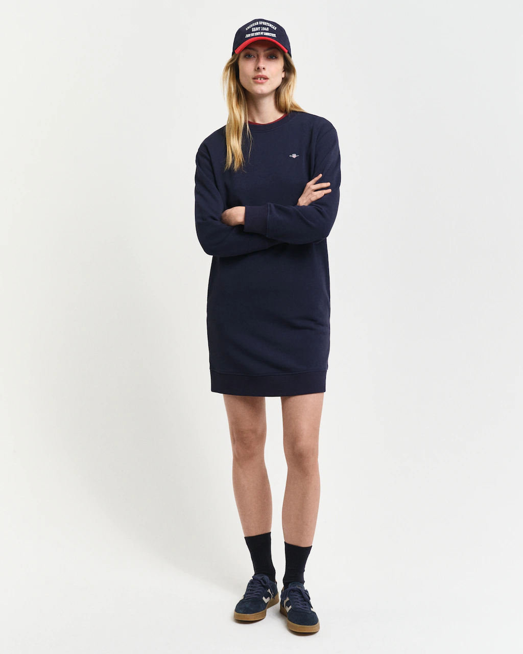 Gant Sweatkleid "SHIELD C-NECK SWEAT DRESS", Shield Sweatkleid mit Rundhals günstig online kaufen