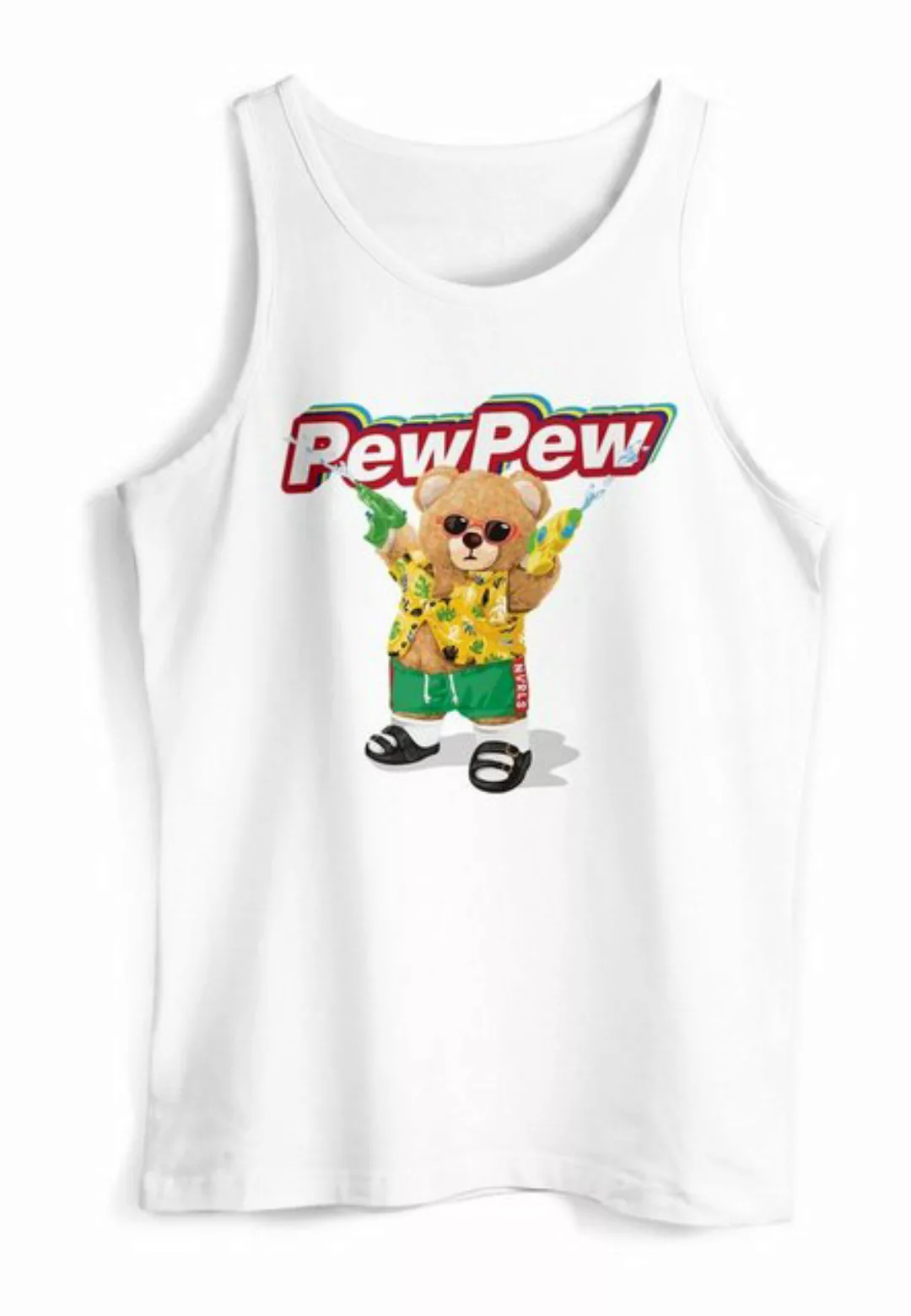 Neverless Tanktop Herren Tank-Top Pew Pew Bär Sommer Printshirt Aufdruck Mo günstig online kaufen