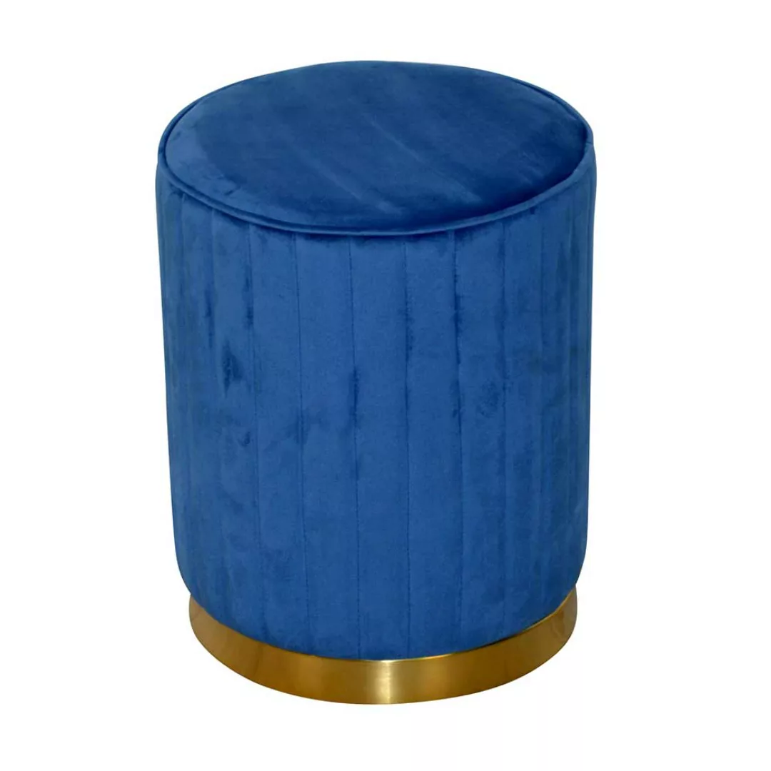 Retro Samt Sitzhocker in Blau und Goldfarben 35 cm breit günstig online kaufen