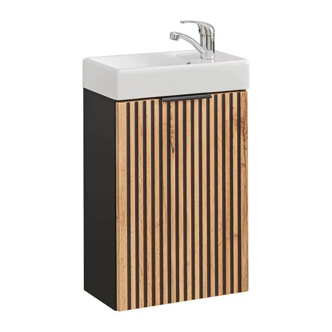Waschbeckenunterschrank mit Waschbecken Gäste WC XANTEN-56 in anthrazit mit günstig online kaufen