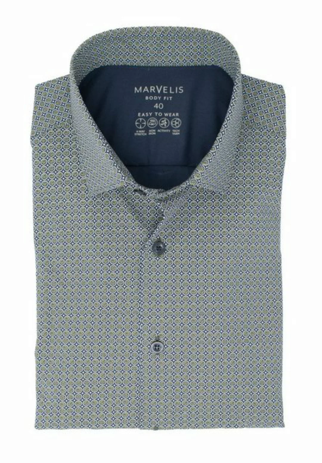 MARVELIS Businesshemd Easy To Wear Hemd - Body Fit - Langarm - Muster - Mar günstig online kaufen