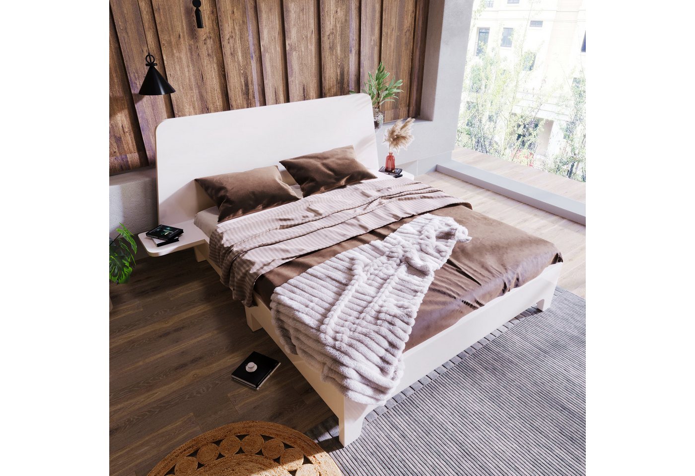 Flieks Massivholzbett, Doppelbett Kinderbett 160x200cm mit Nachttisch und L günstig online kaufen