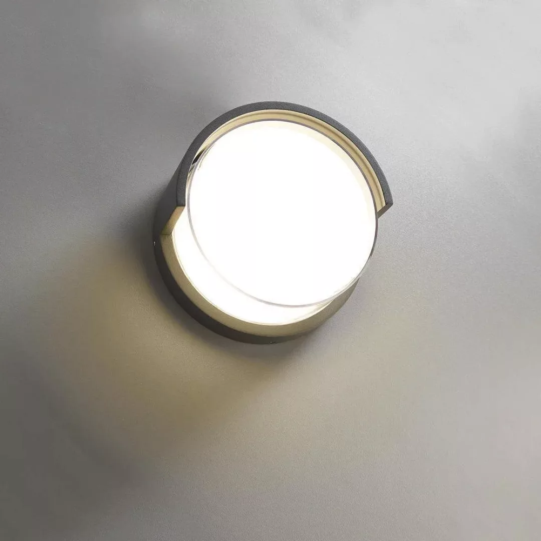 LED Wandleuchte Cirula I in Schwarz und Transparent 10W 460lm IP65 günstig online kaufen
