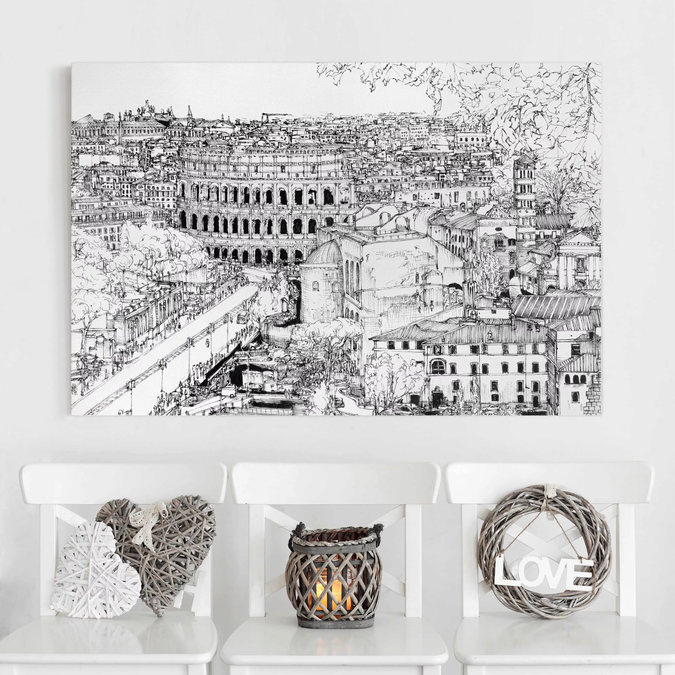 Leinwandbild Architektur & Skyline - Querformat Stadtstudie - Rom günstig online kaufen