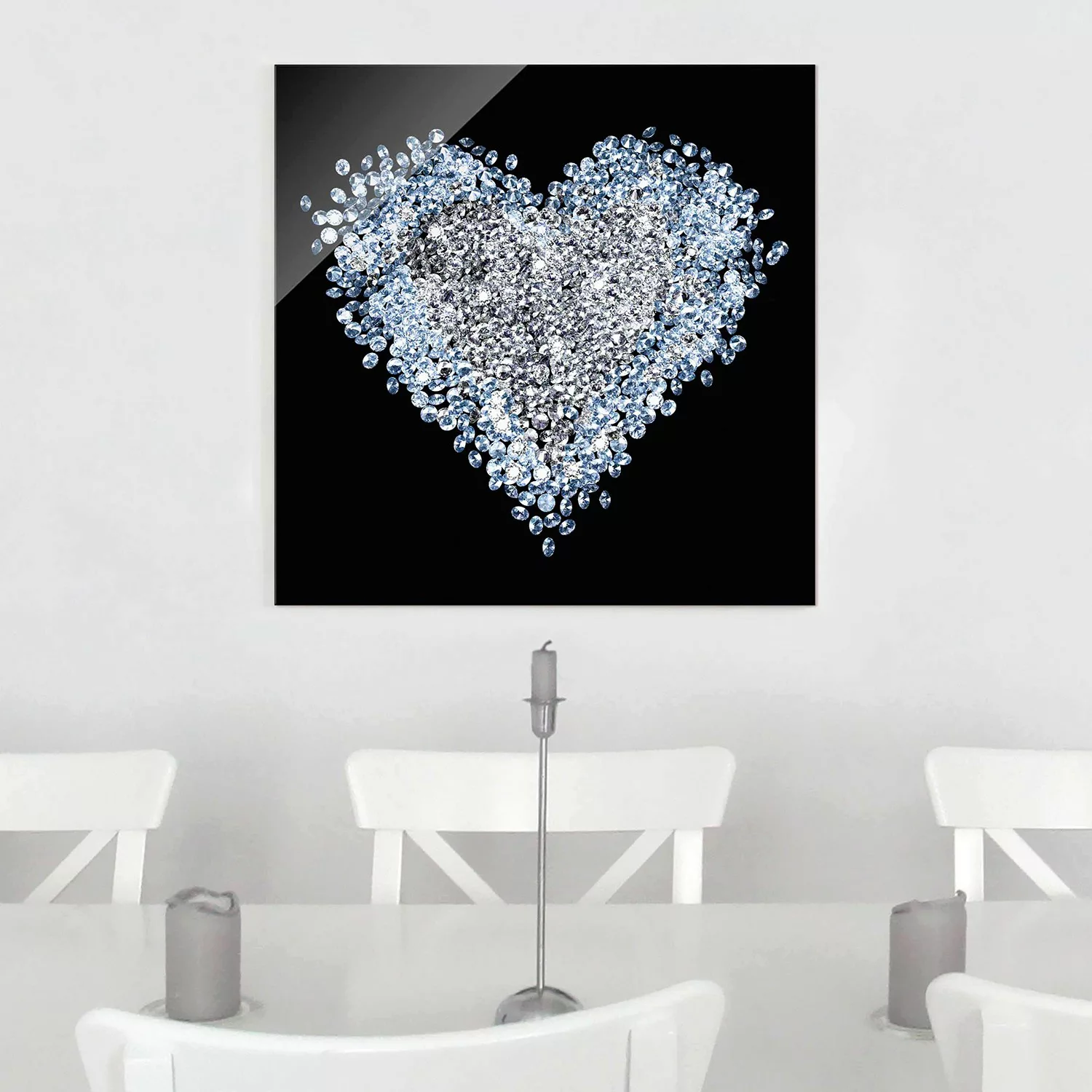 Glasbild - Panorama Diamant Herz günstig online kaufen