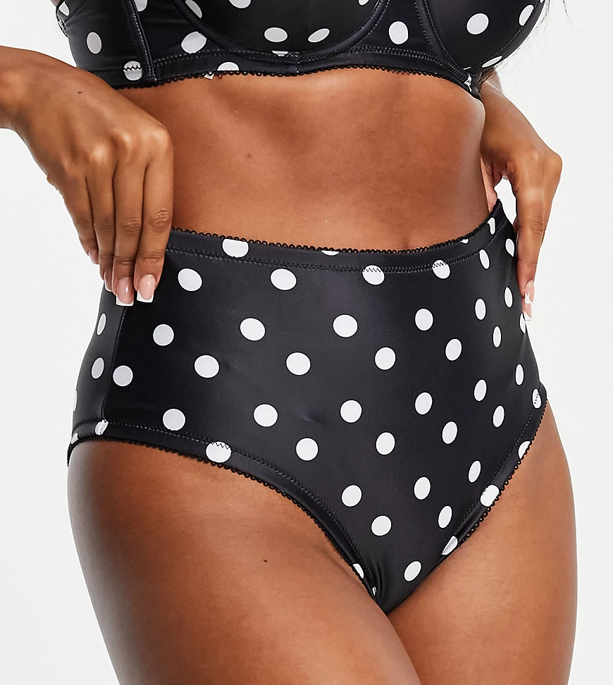 Peek & Beau – Bikinihose mit hohem Beinausschnitt, hohem Bund und Picotsaum günstig online kaufen