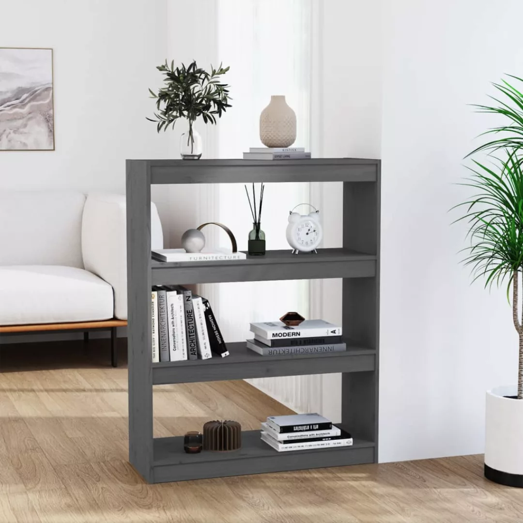 Vidaxl Bücherregal Raumteiler Grau 80x30x103,5 Cm Massivholz Kiefer günstig online kaufen