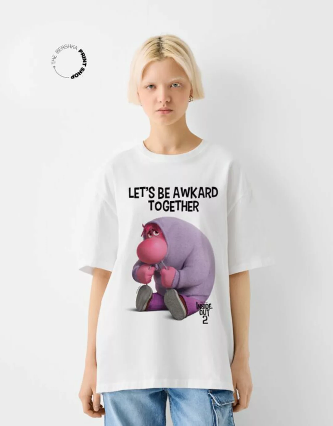 Bershka T-Shirt Inside Out 2 Mit Kurzen Ärmeln Damen Xl Weiss günstig online kaufen