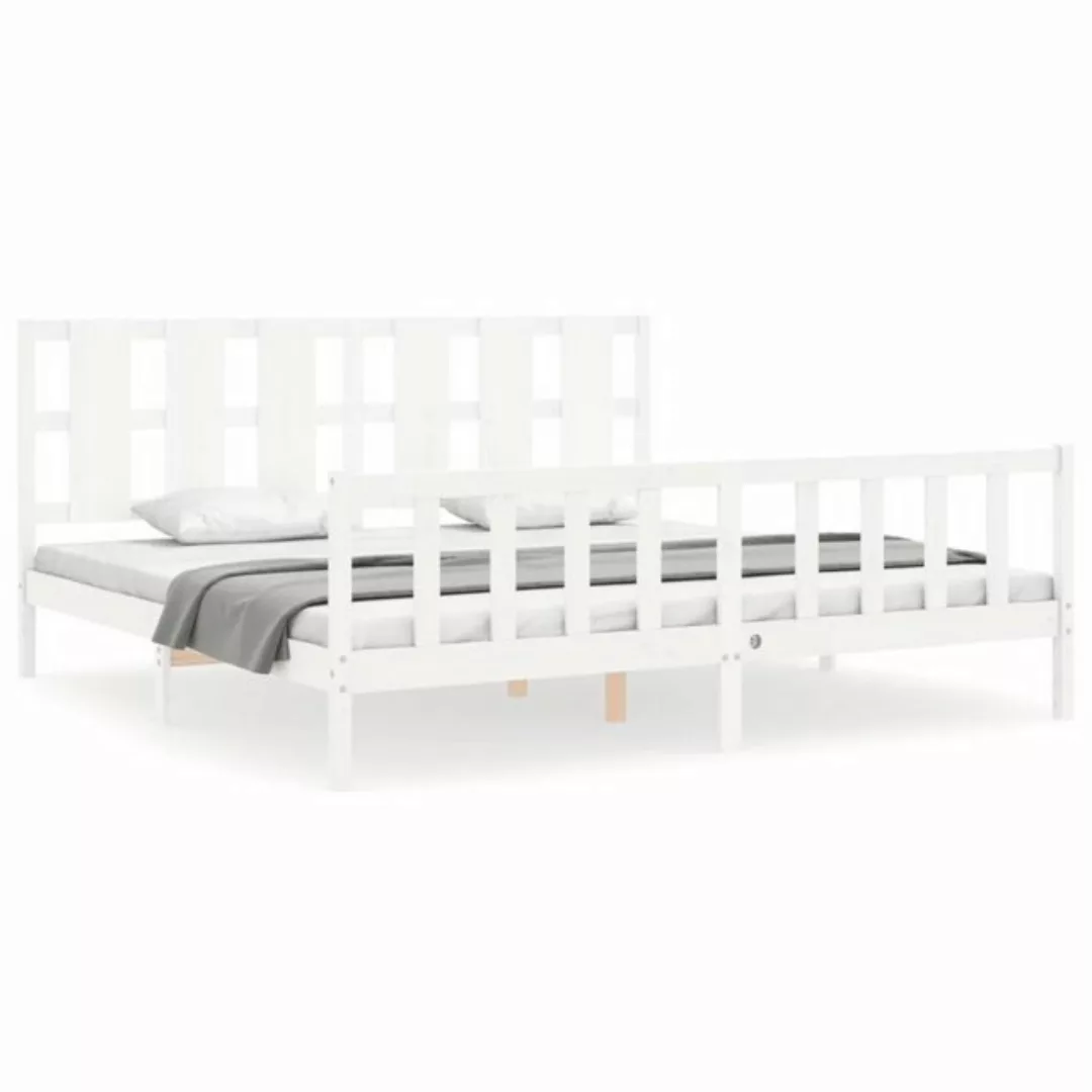 furnicato Bett Massivholzbett mit Kopfteil Weiß 180x200 cm günstig online kaufen