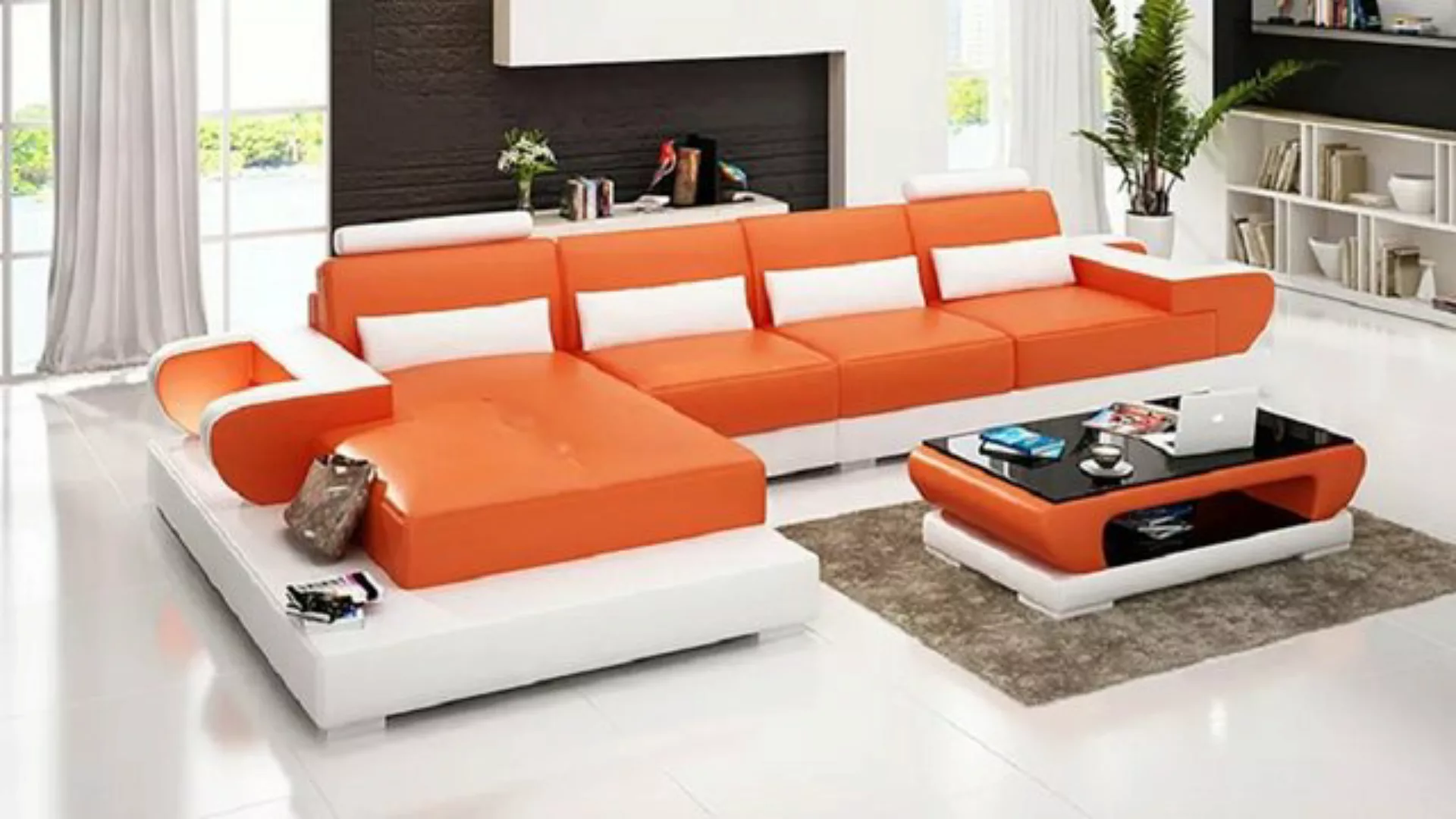 JVmoebel Ecksofa Sofa Ledersofa Eckcouch Polstergarnitur Couch Wohnlandscha günstig online kaufen