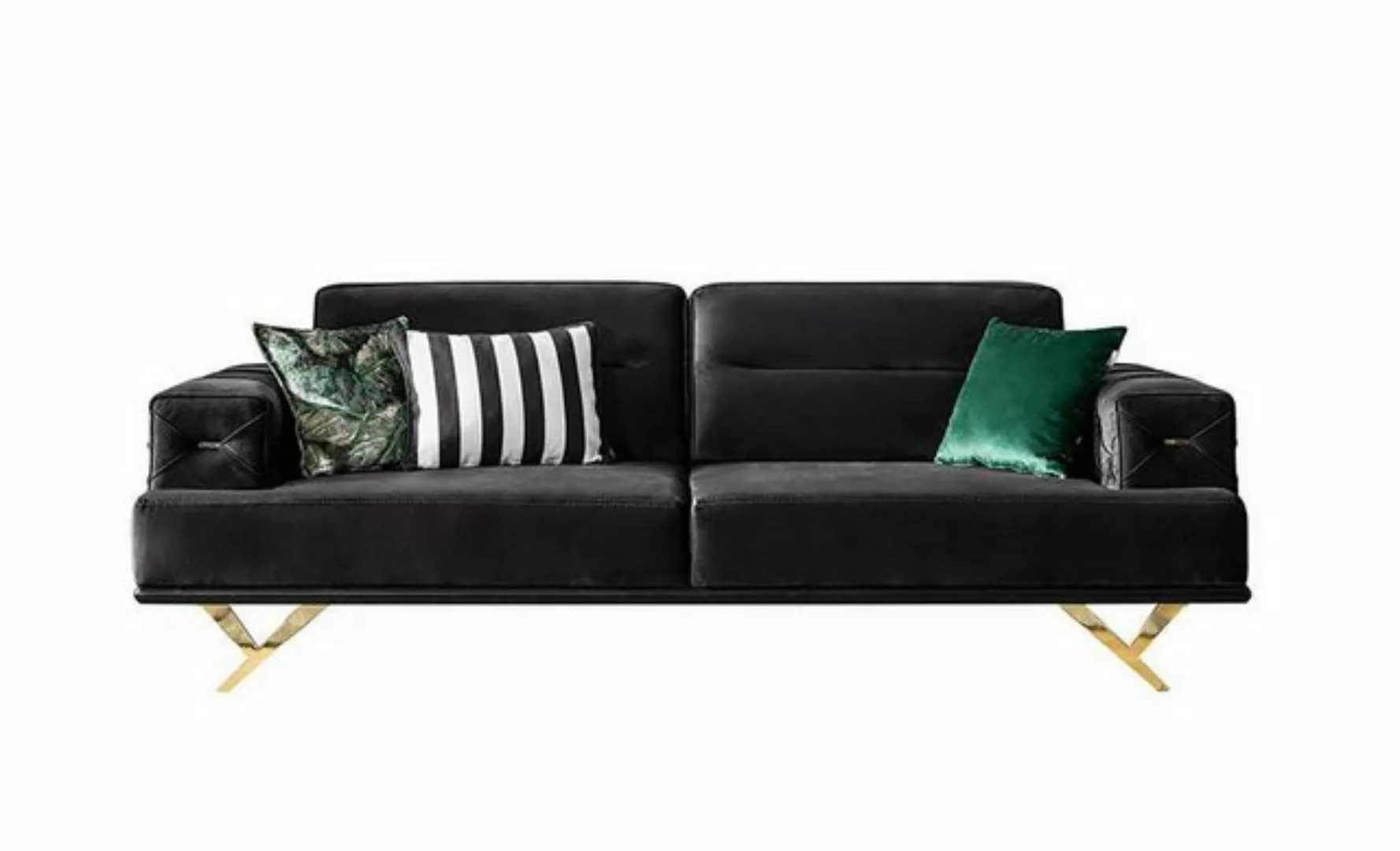 Xlmoebel 3-Sitzer Modernes Luxus-Sofa aus schwarzem Edelstahl für das Wohnz günstig online kaufen