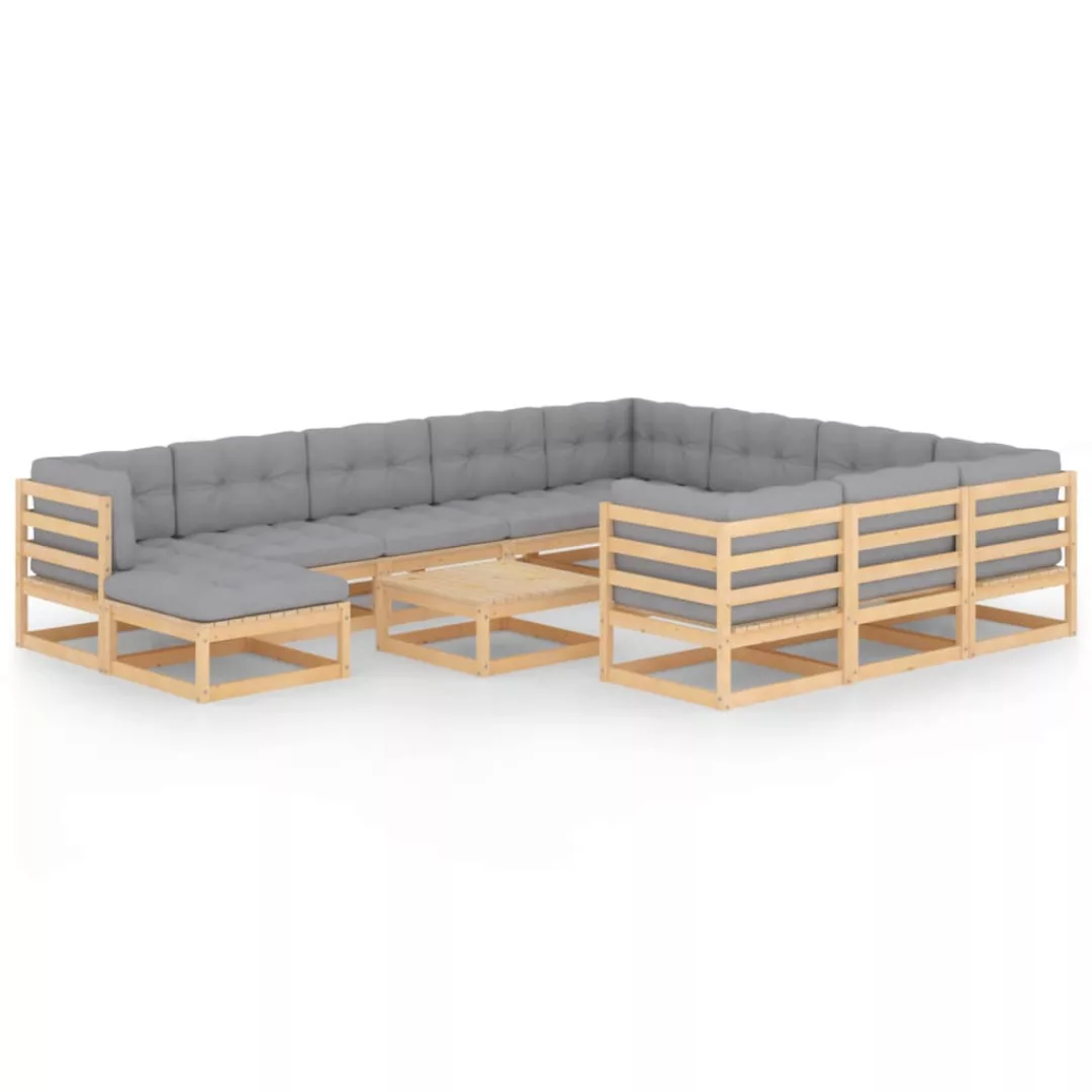 12-tlg. Garten-lounge-set Mit Kissen Kiefer Massivholz günstig online kaufen