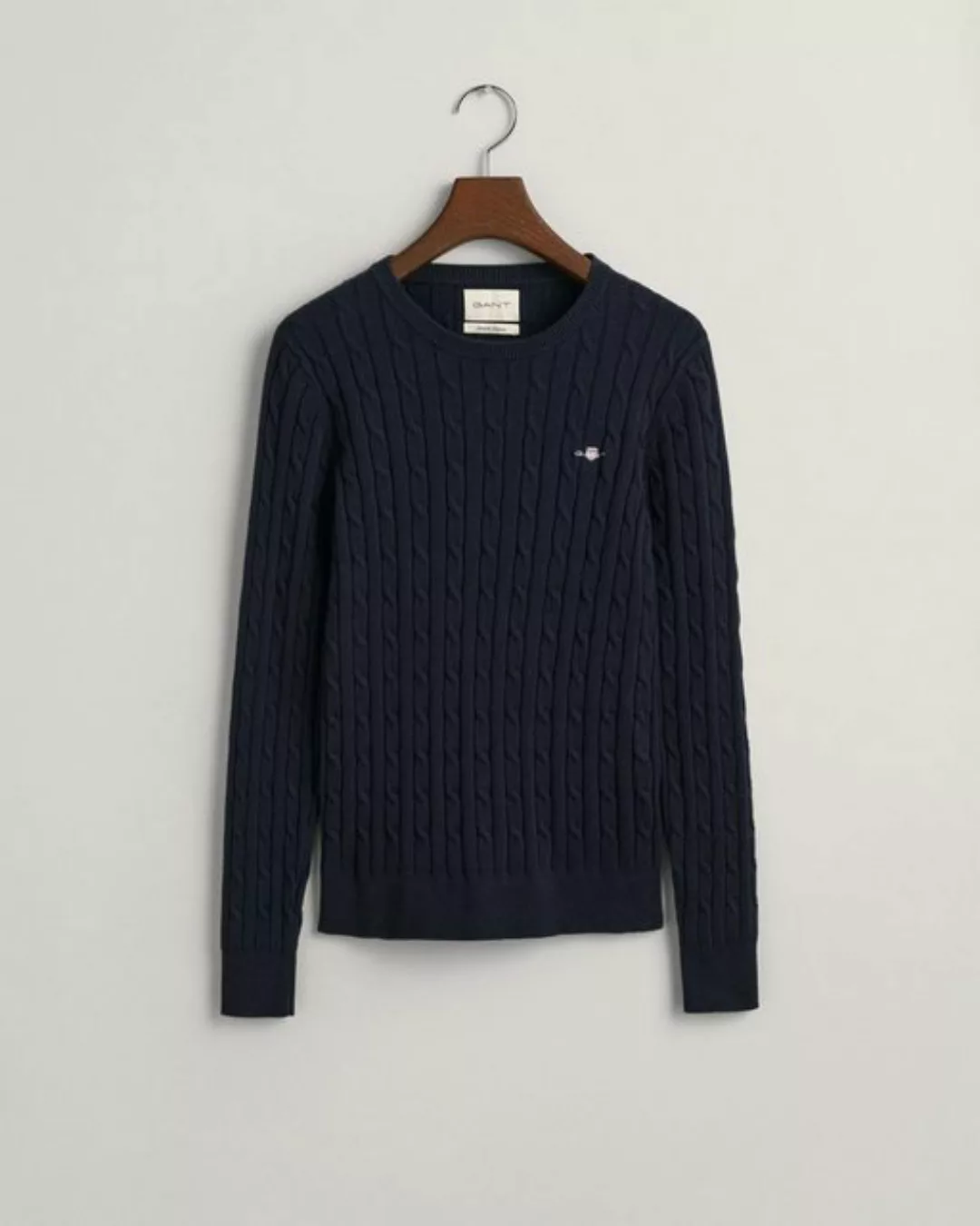 Gant Sweatshirt STRETCH COTTON CABLE C-NECK, EVENING BLUE günstig online kaufen