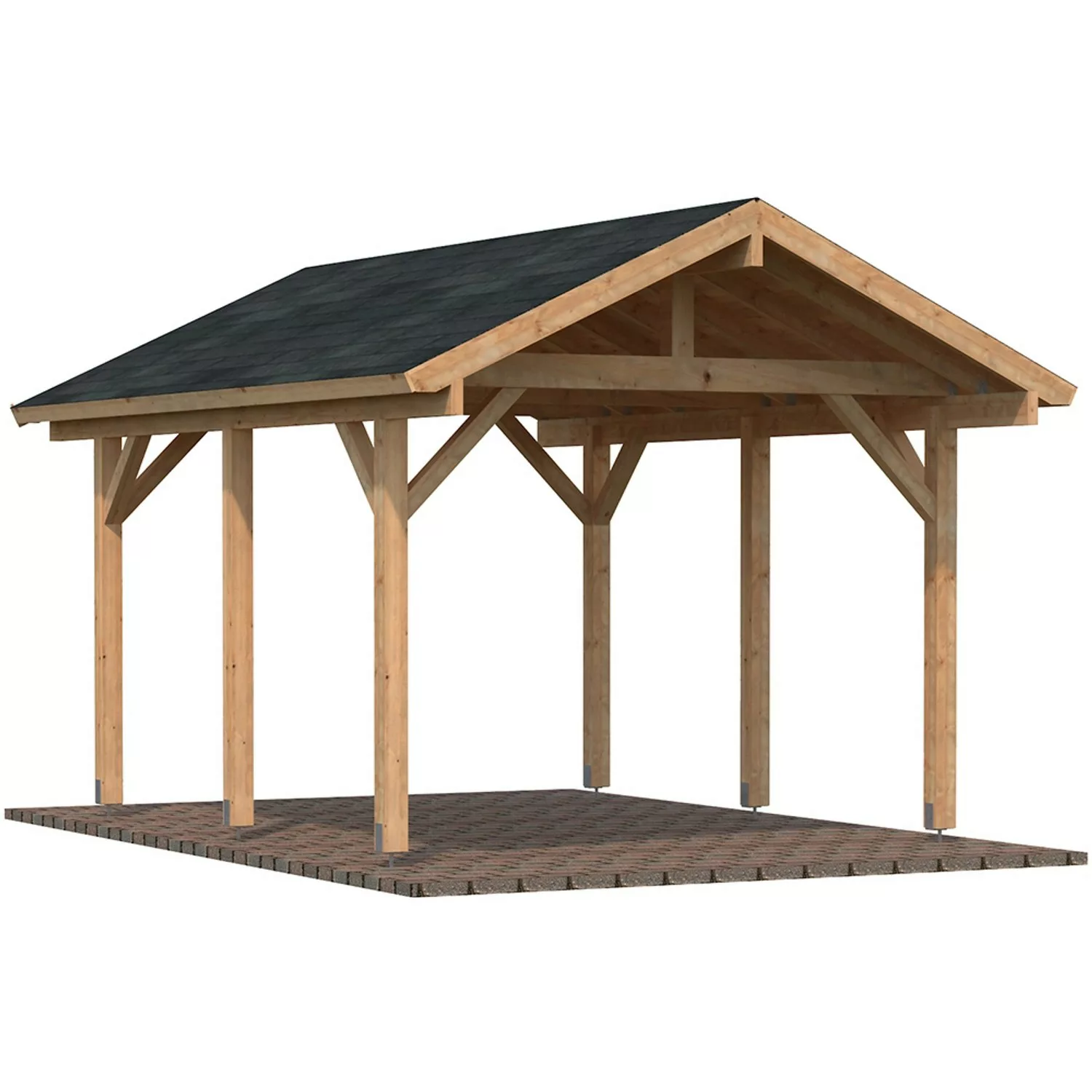 Palmako Einzelcarport Robert Holz Tauchgrundiert Braun 315 cm x 372 cm günstig online kaufen