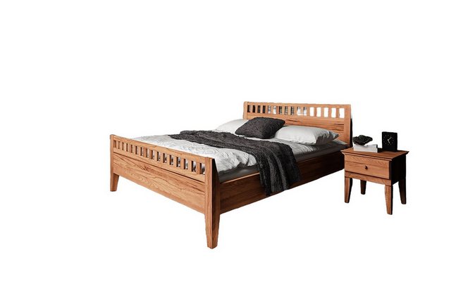 Natur24 Einzelbett Bett Sydo 6 Kernbuche 140x200cm mit Holzkopfteil und hoh günstig online kaufen