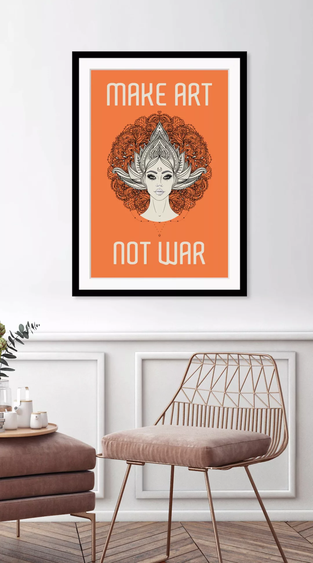 queence Bild "MAKE ART NOT WAR", HD Premium Poster-Druck inkl. Holzrahmen günstig online kaufen