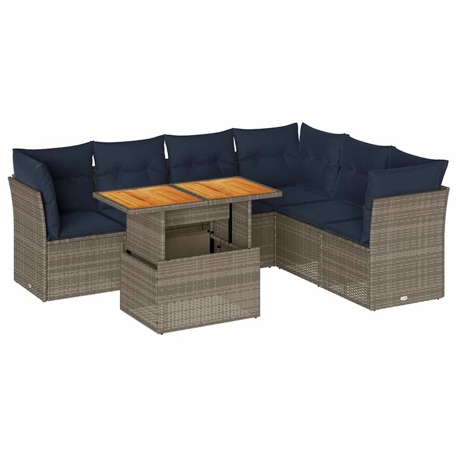 vidaXL 7-Tlg Garten-Sofagarnitur mit Kissen Grau Poly Rattan 3326938 günstig online kaufen