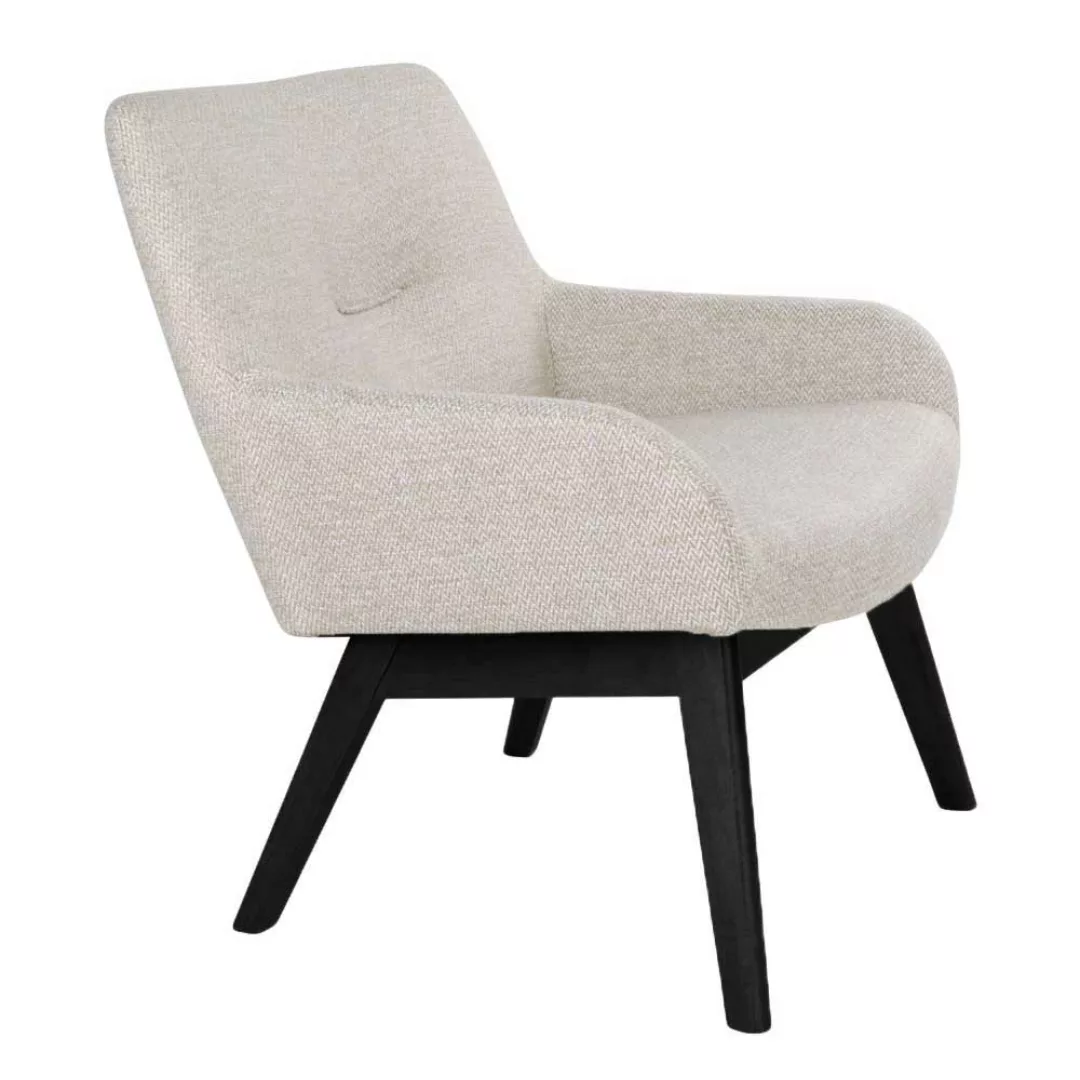 Sessel im Retro Design Creme Weiß Webstoff günstig online kaufen