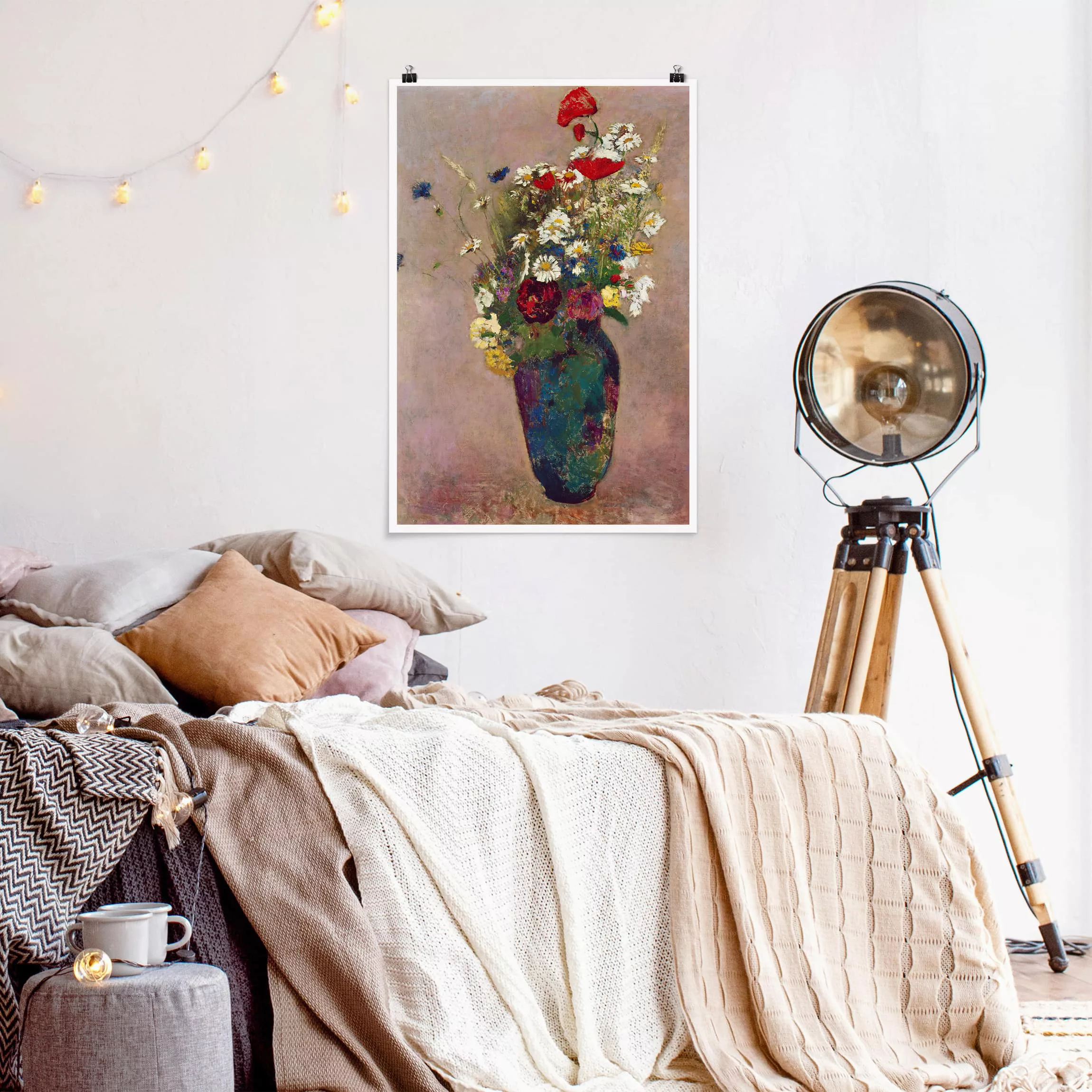 Poster Kunstdruck - Hochformat Odilon Redon - Blumenvase mit Mohn günstig online kaufen