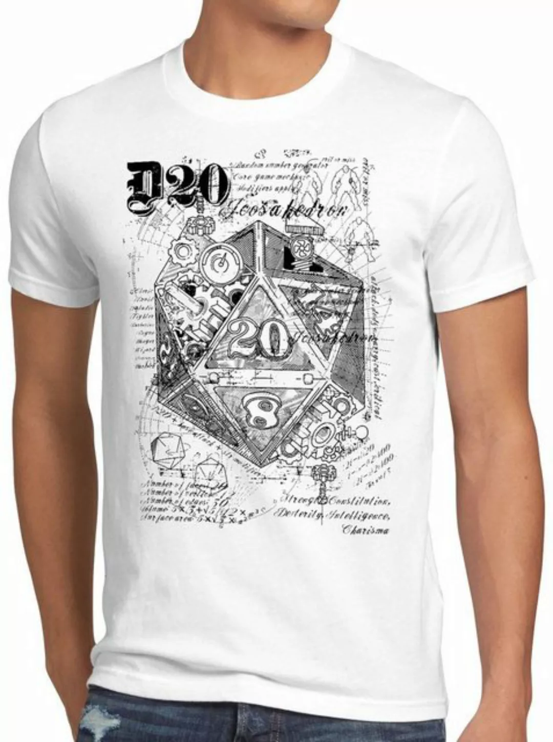 style3 Print-Shirt Herren T-Shirt D20 Da Vinci dragons würfel dungeon günstig online kaufen