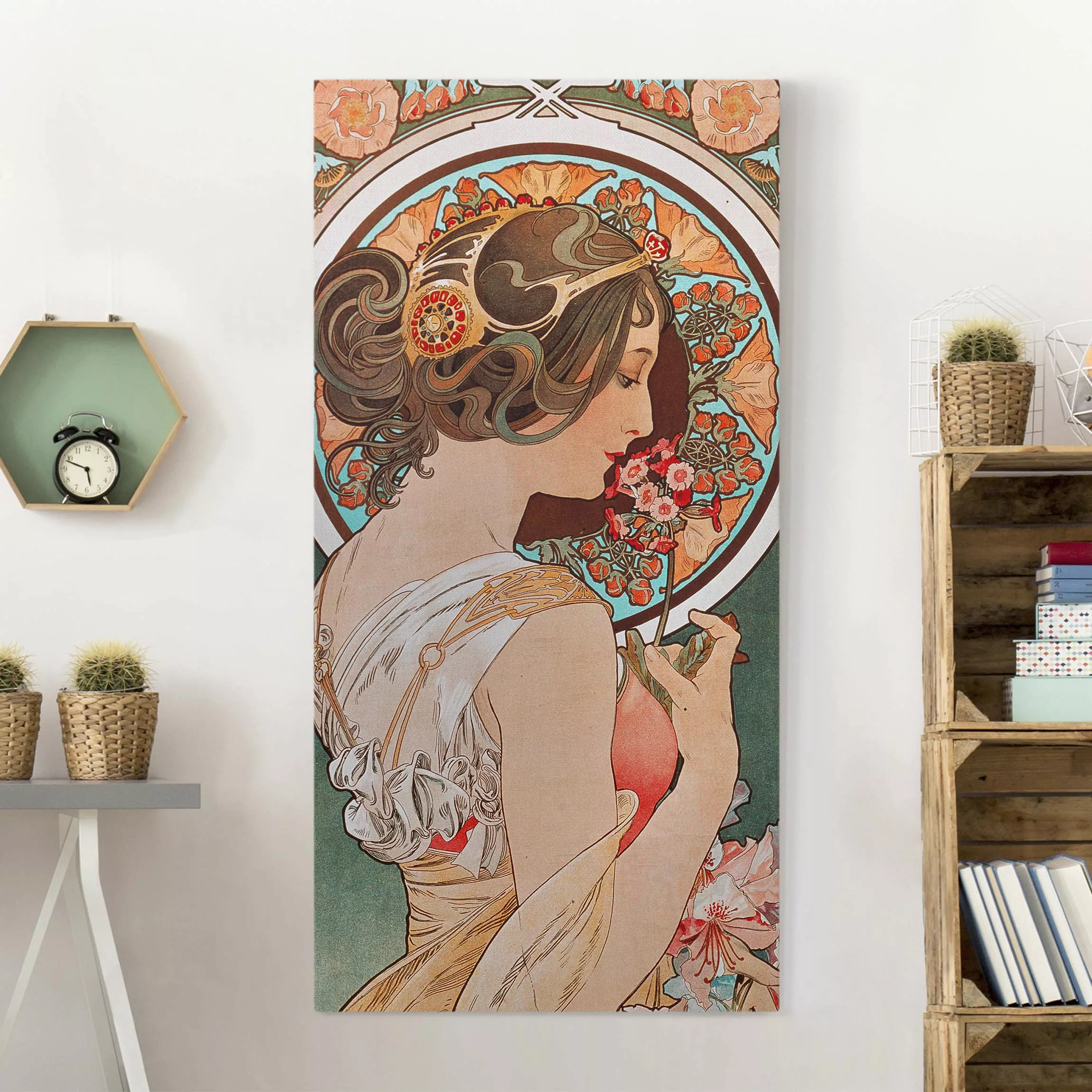 Leinwandbild - Hochformat Alfons Mucha - Schlüsselblume günstig online kaufen