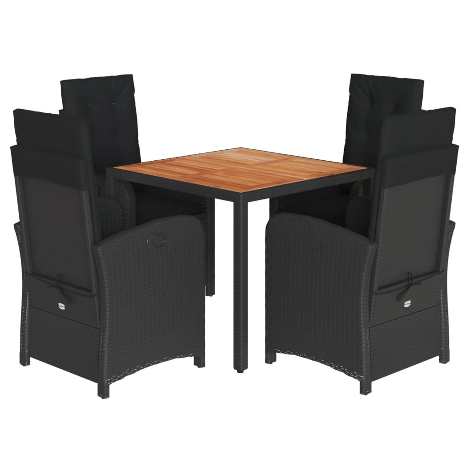 vidaXL 5-Tlg Garten-Essgruppe mit Kissen Schwarz Poly Rattan 3212232 günstig online kaufen