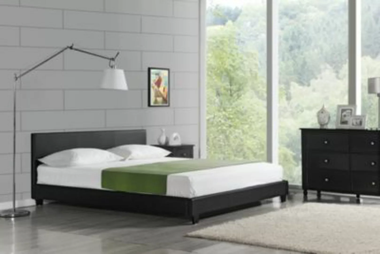 en.casa Polsterbett Kunstlederbett Doppelbett 180x200cm mit Stecklattenrost günstig online kaufen