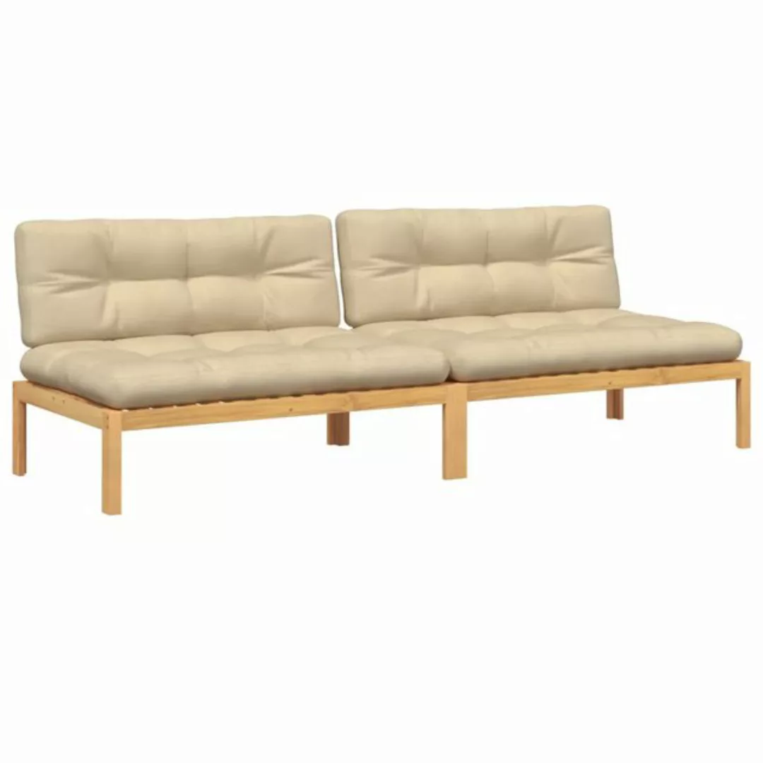 vidaXL Loungesofa Garten-Mittelsofas aus Paletten 2 Stk. mit Kissen nholz, günstig online kaufen