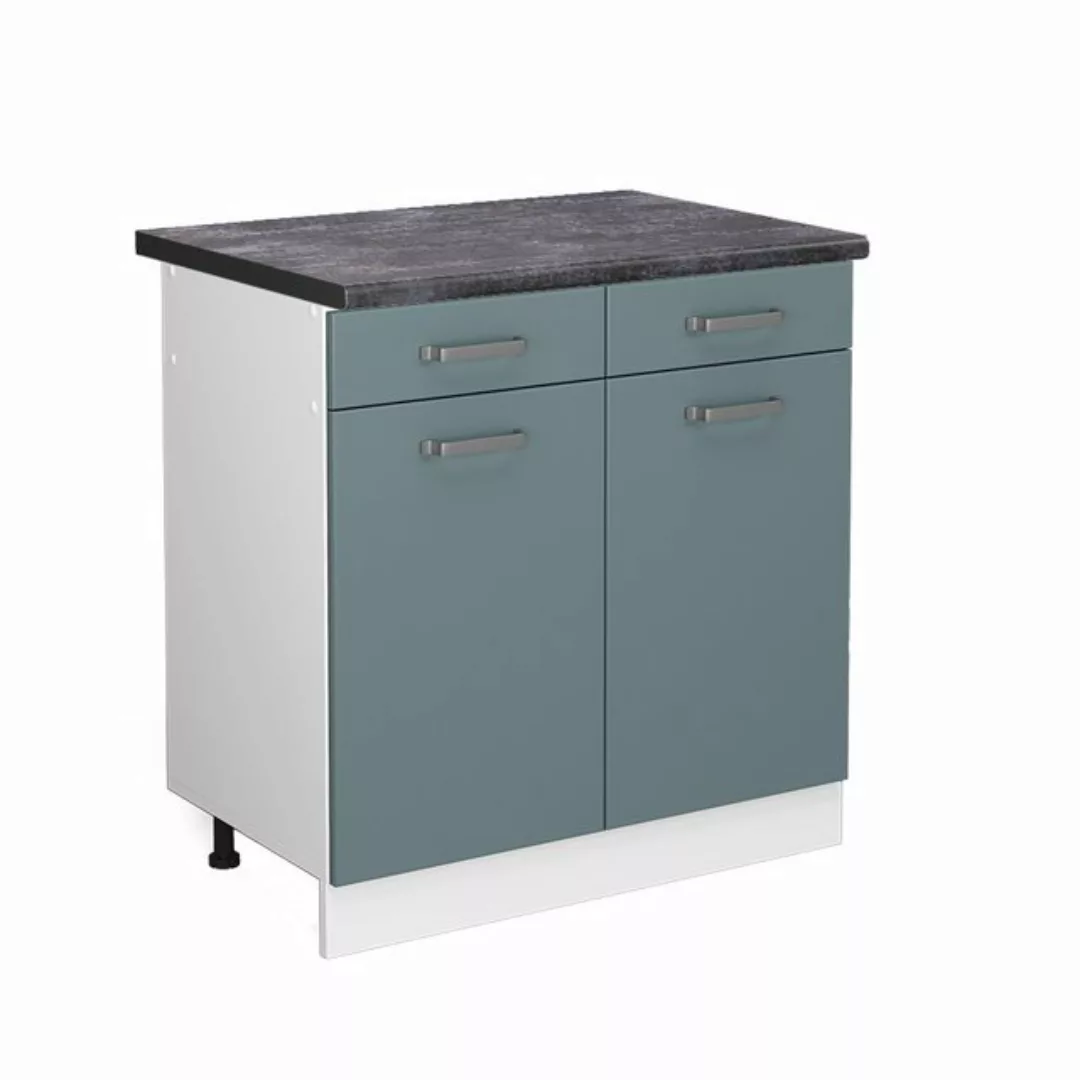 Vicco Unterschrank R-Line, Blau-Grau/Weiß, 80 cm, AP Anthrazit günstig online kaufen