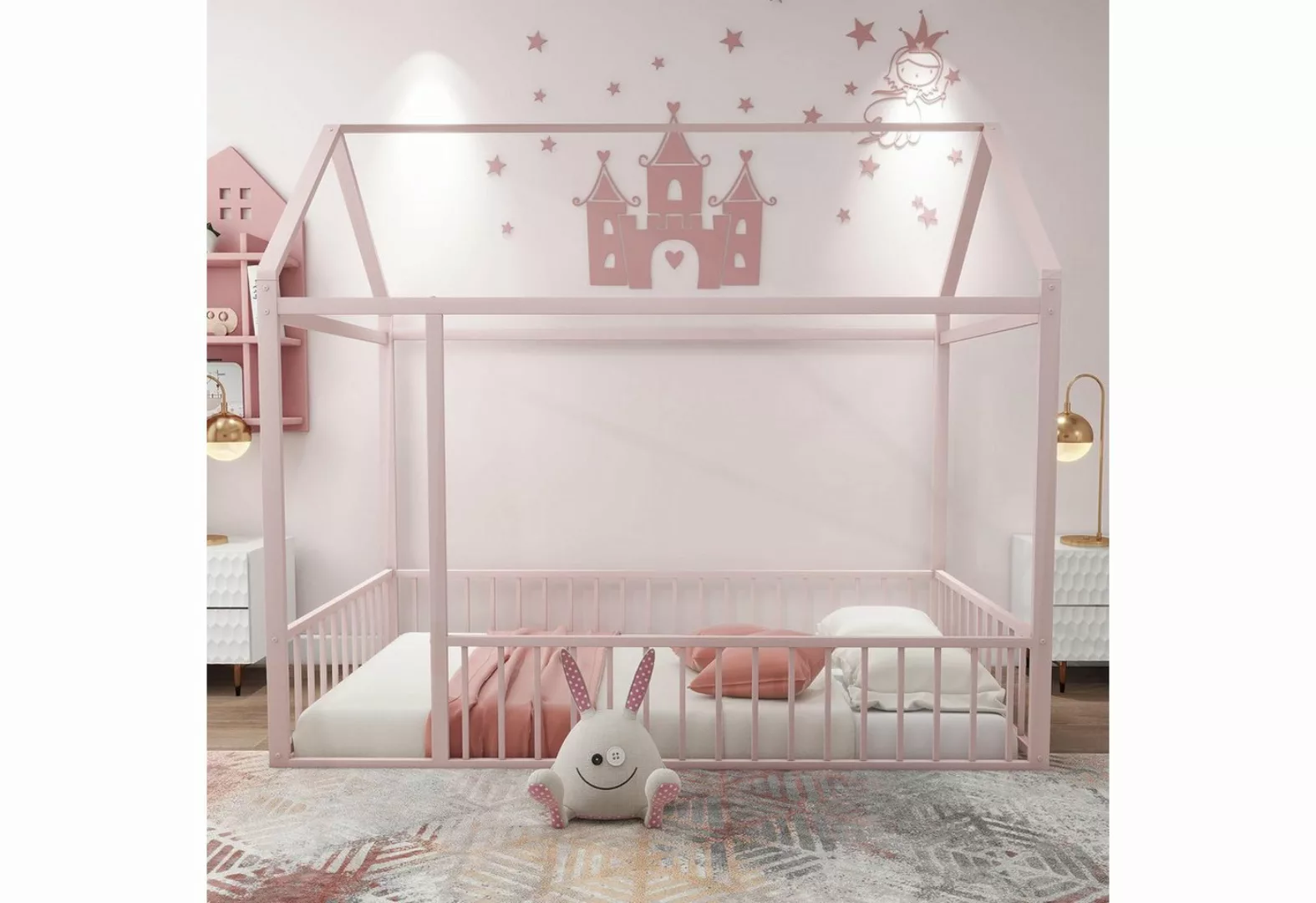 IDEASY Kinderbett Einzelbett, Plattformbett, 90 x 200, (Bettrahmen aus Meta günstig online kaufen