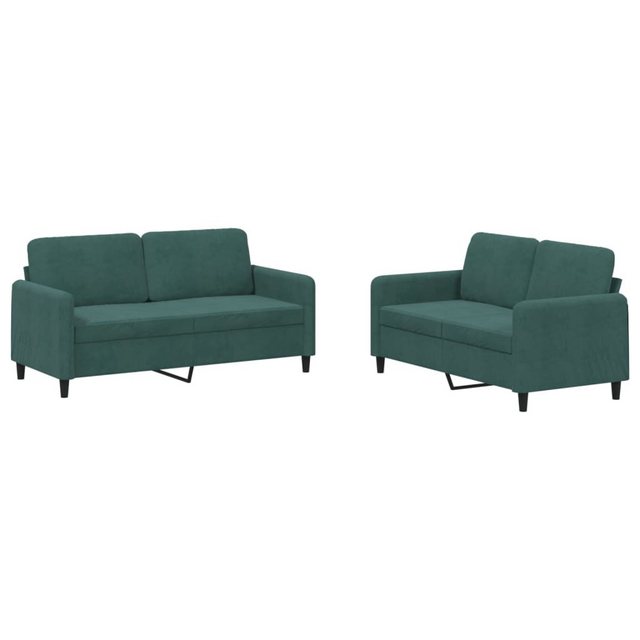 vidaXL Sofa Sofagarnitur Set mit Kissen Samt, 2-tlg., Grün günstig online kaufen