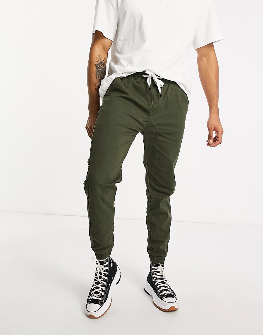 Soul Star – Knöchellange Hose in Khaki mit engem Schnitt und Bündchen-Grün günstig online kaufen