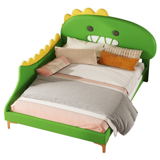 EXTSUD Kinderbett Kinderbett, Cartoon Dinosaurier Form, Flachbett, PU Mater günstig online kaufen