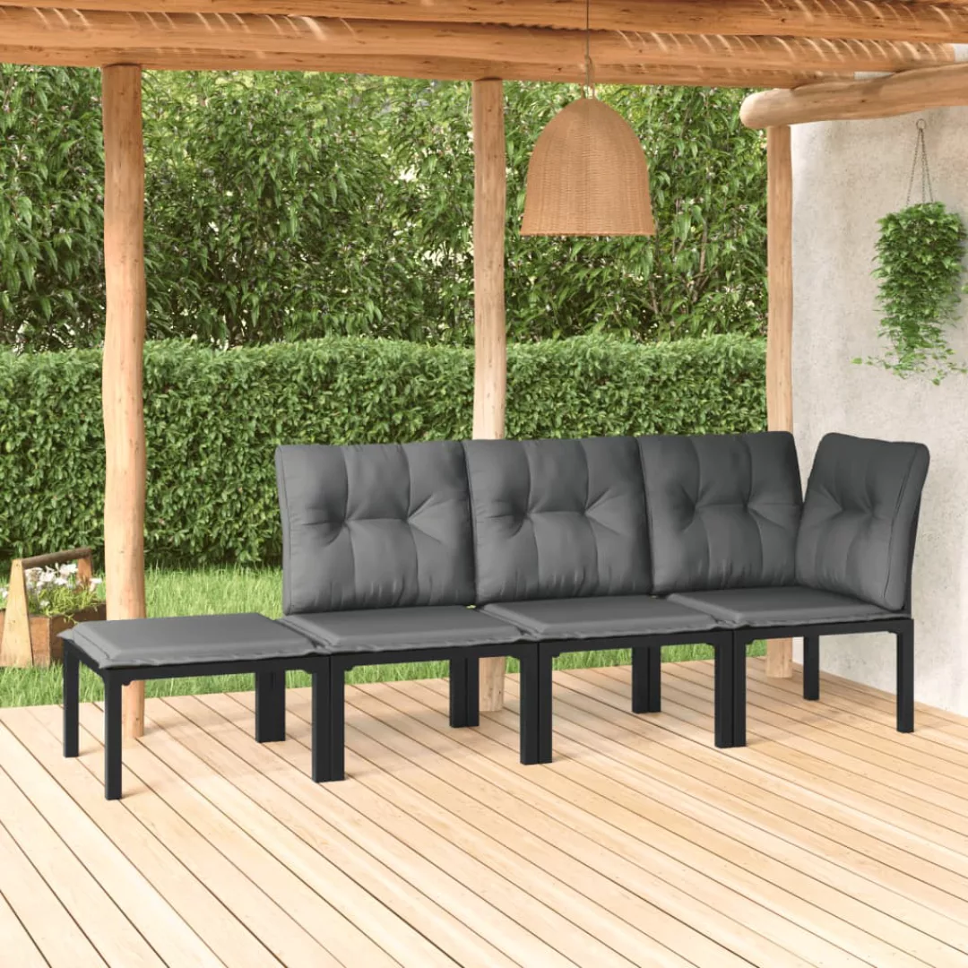 Vidaxl 4-tlg. Garten-lounge-set Schwarz Und Grau Poly Rattan günstig online kaufen