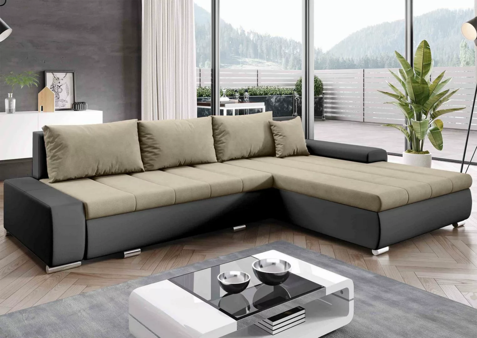 Furnix Ecksofa TOMMASO Sofa mit Schlaffunktion Bettkasten Kissen L-Couch, B günstig online kaufen